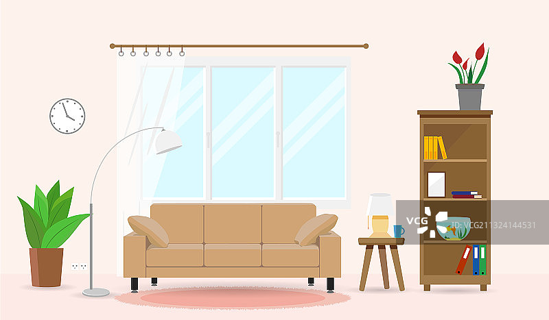 客厅家具设计：舒适房间图片素材