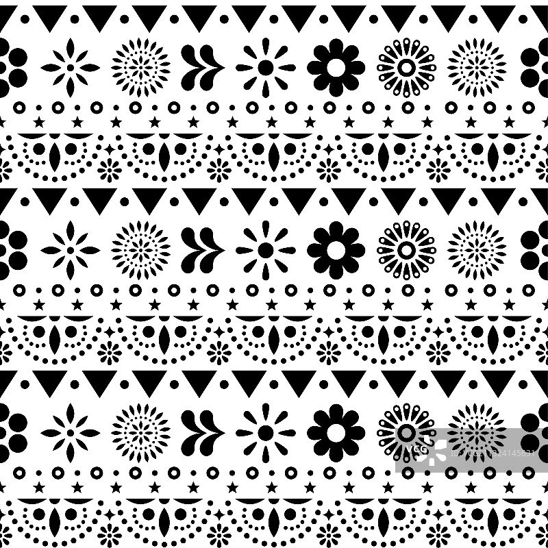 墨西哥黑白无缝图案图片素材
