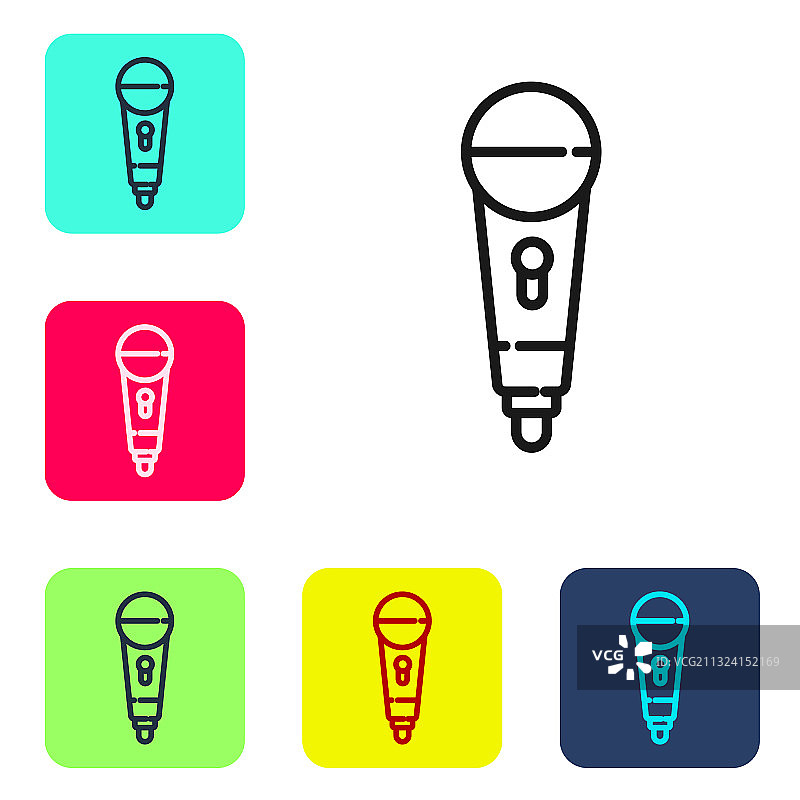 黑线麦克风图标隔离在白色图片素材