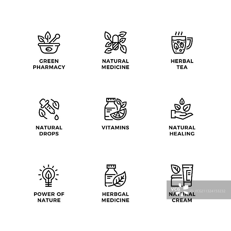 有机药房图标集图片素材
