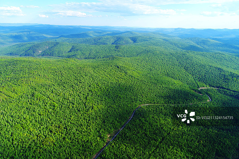 航拍大兴安岭原始森林绿色林海图片素材