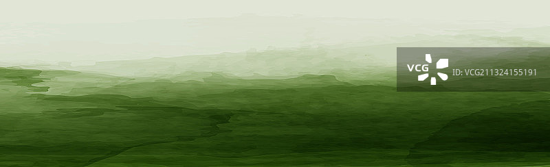 逼真的绿色水彩纹理全景图片素材