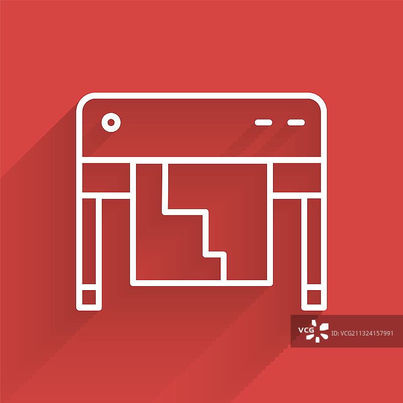 带长阴影的绘图仪白色线性图标图片素材