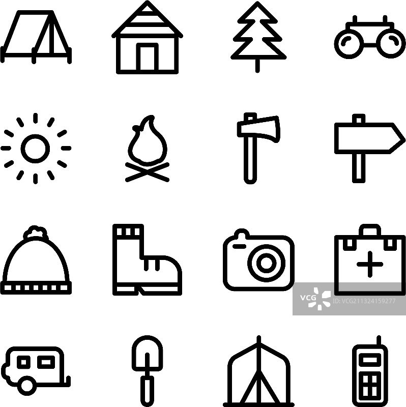 露营和徒步旅行图标图片素材