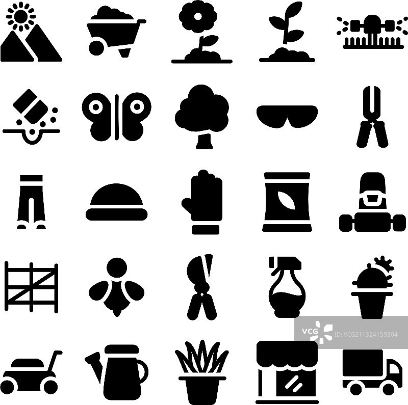 园艺设备标志组合图片素材