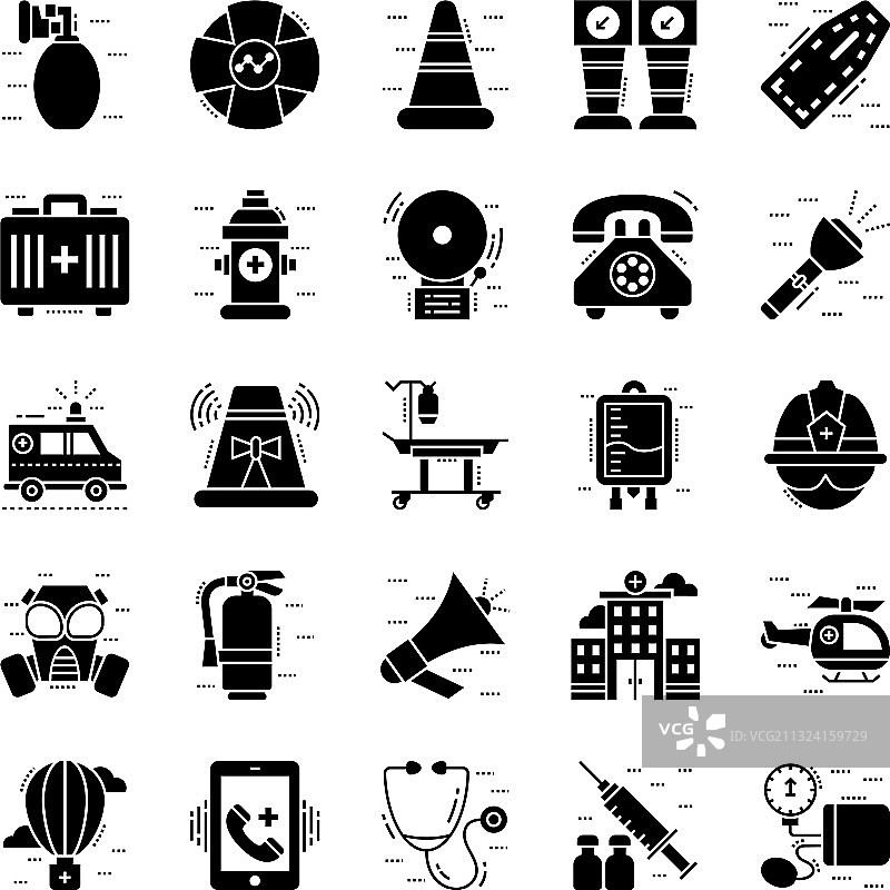 救援紧急实心图标包图片素材