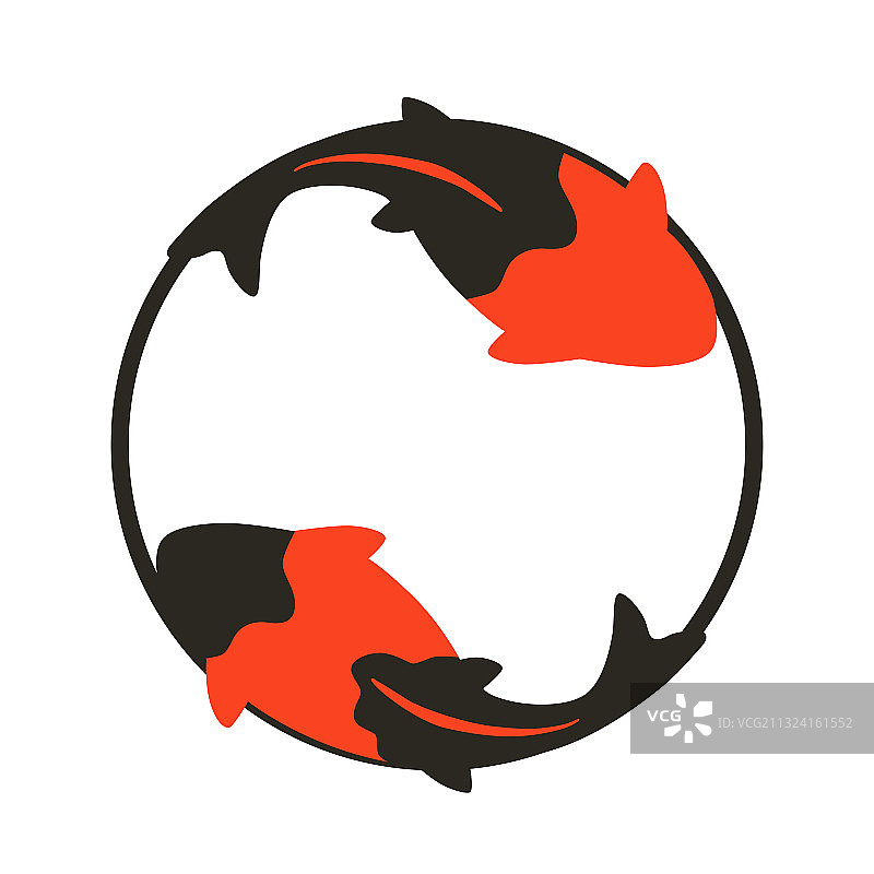 圆形双鲤鱼海报扁平设计图片素材