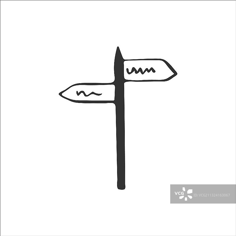 手绘涂鸦方向路标图片素材