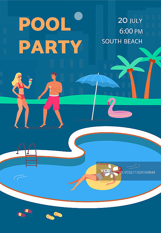 夏季泳池派对邀请海报或宣传单图片素材