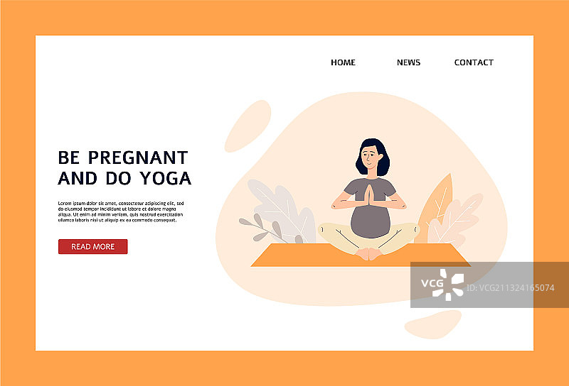 孕妇瑜伽网站卡通模板图片素材