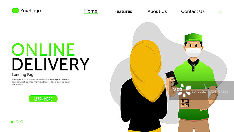 在线配送着陆页模板设计图片素材