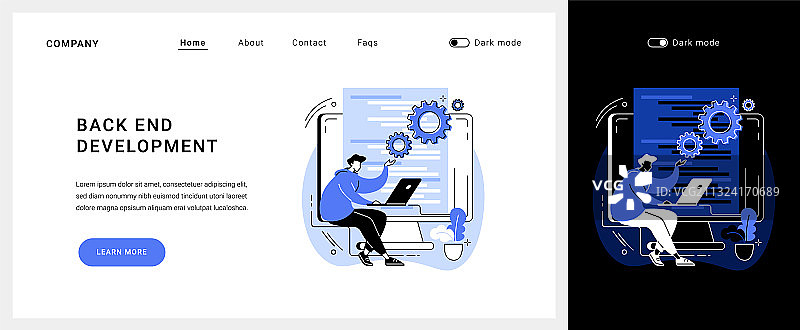 后端开发概念着陆页图片素材