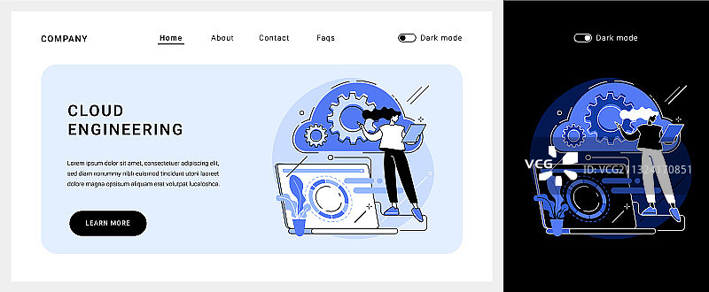云工程概念着陆页图片素材