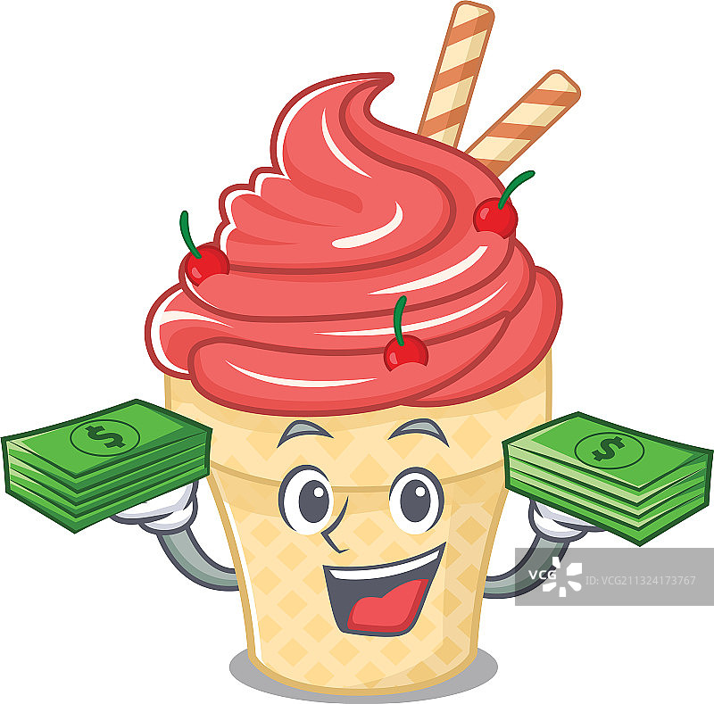 快乐表情樱桃冰淇淋角色图片素材
