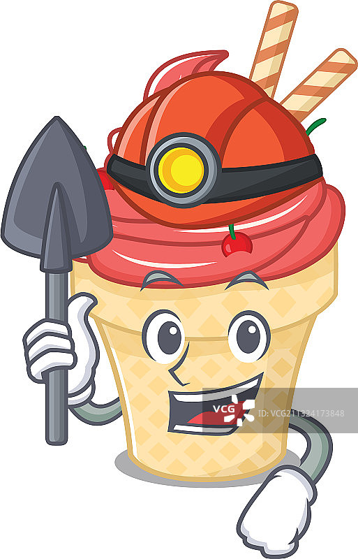 酷炫矿工樱桃冰淇淋卡通图片素材