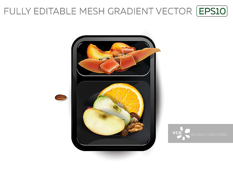 午餐盒里的什锦水果和坚果图片素材