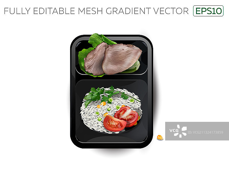 米饭蔬菜炖肉盒饭图片素材