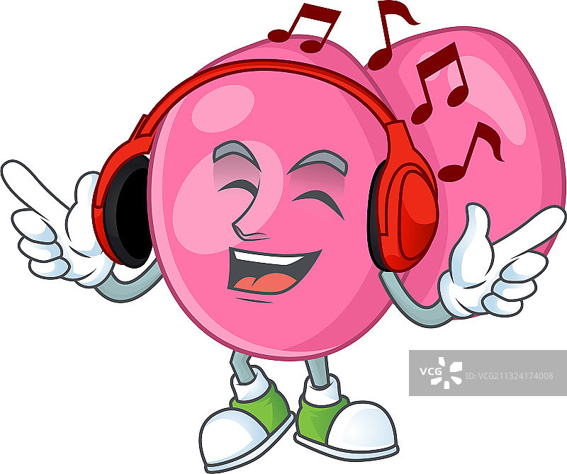 戴着耳机享受音乐的化脓性链球菌图片素材