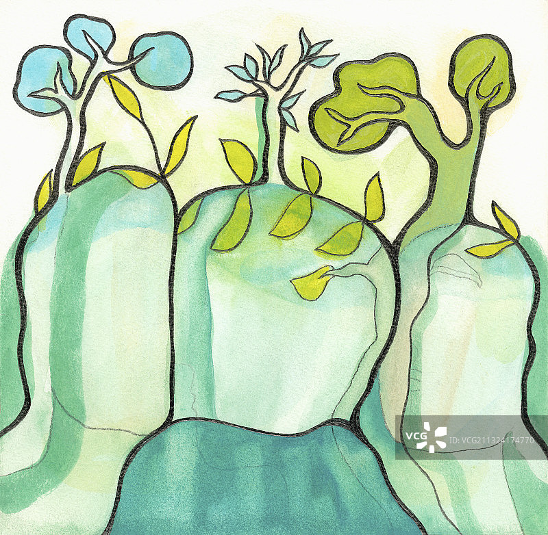 岩石景观插画图片素材