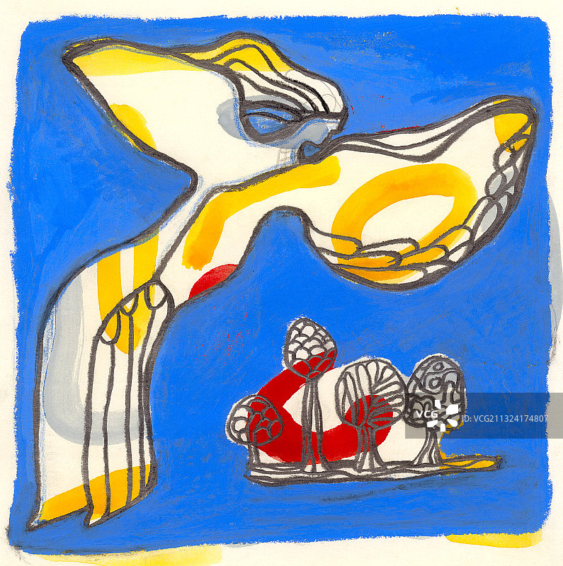 自然中飞翔的天使人物插画图片素材