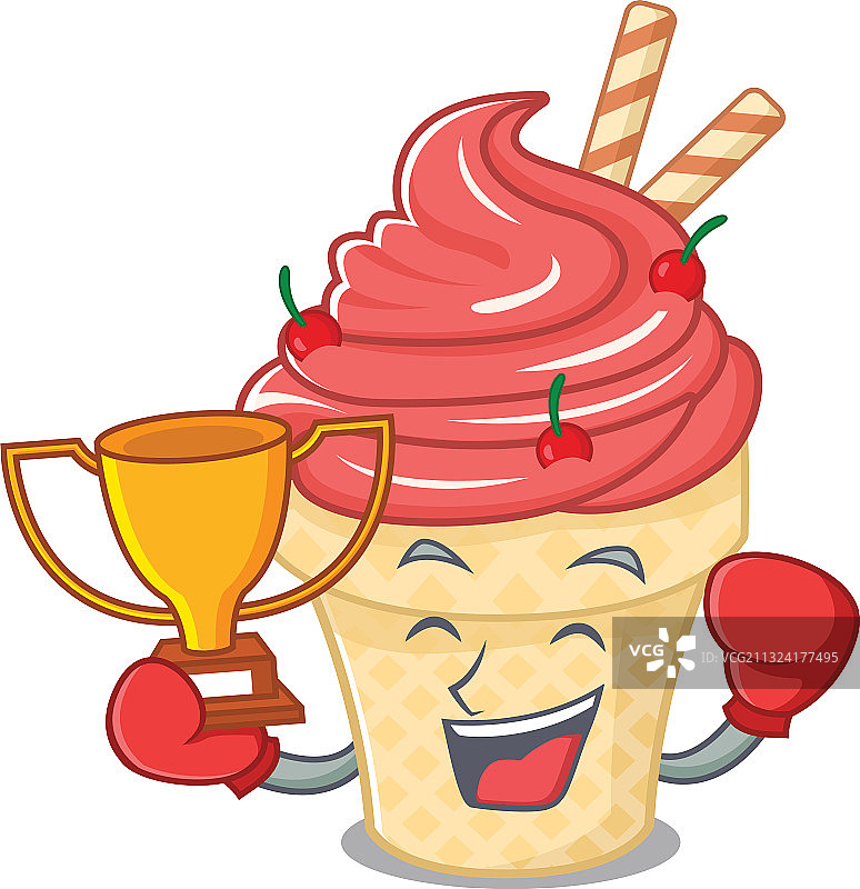 冰淇淋里的快乐拳击获胜者图片素材