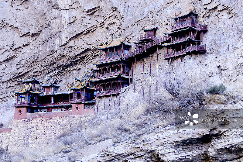 镶嵌在悬崖峭壁的古刹——山西恒山悬空寺图片素材