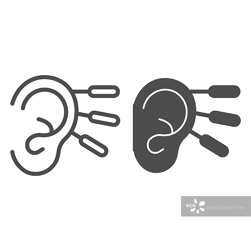 针灸与人耳线条图标图片素材