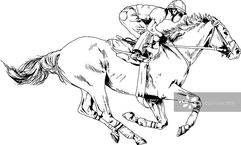 水墨风格奔马骑师图片素材