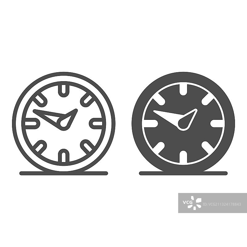 带指针的墙壁时钟线性图标图片素材