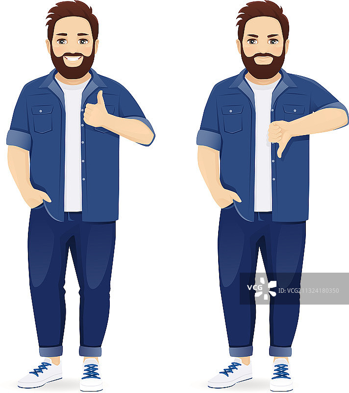 男人做点赞和差评手势图片素材