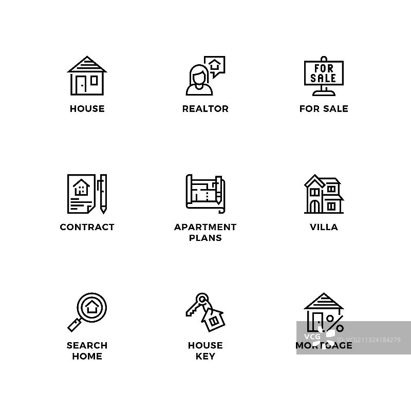 房地产图标集图片素材