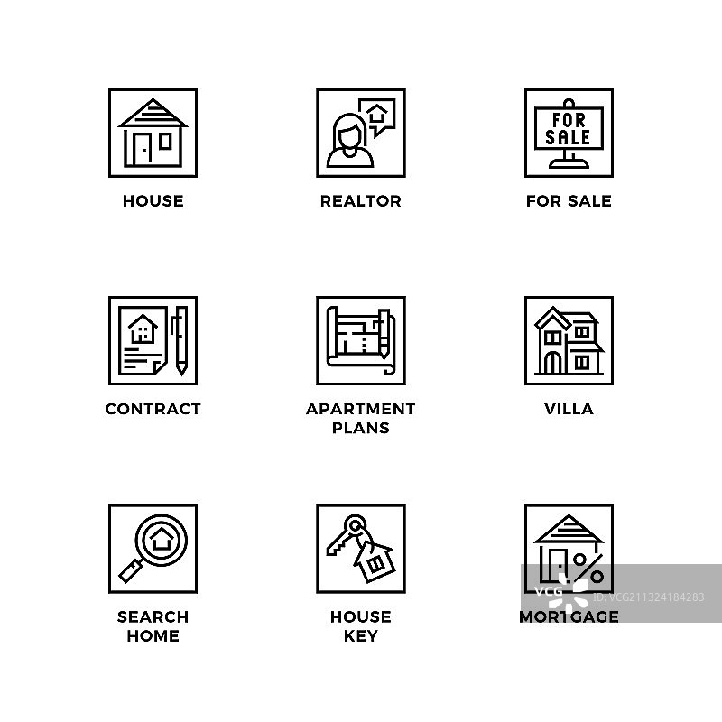 房地产图标集图片素材
