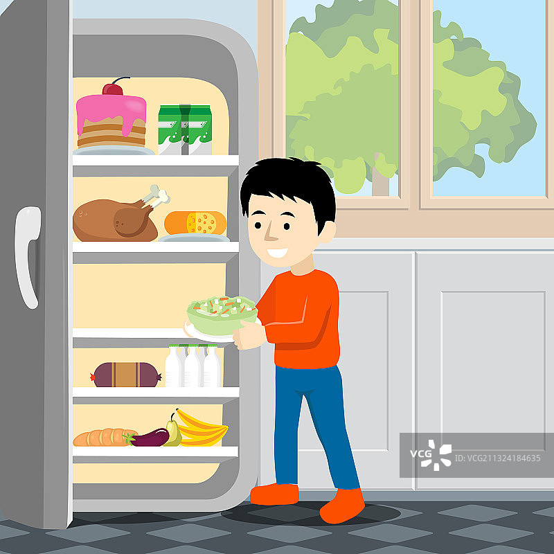 冰箱前的冷冻凉拌卷心菜图片素材