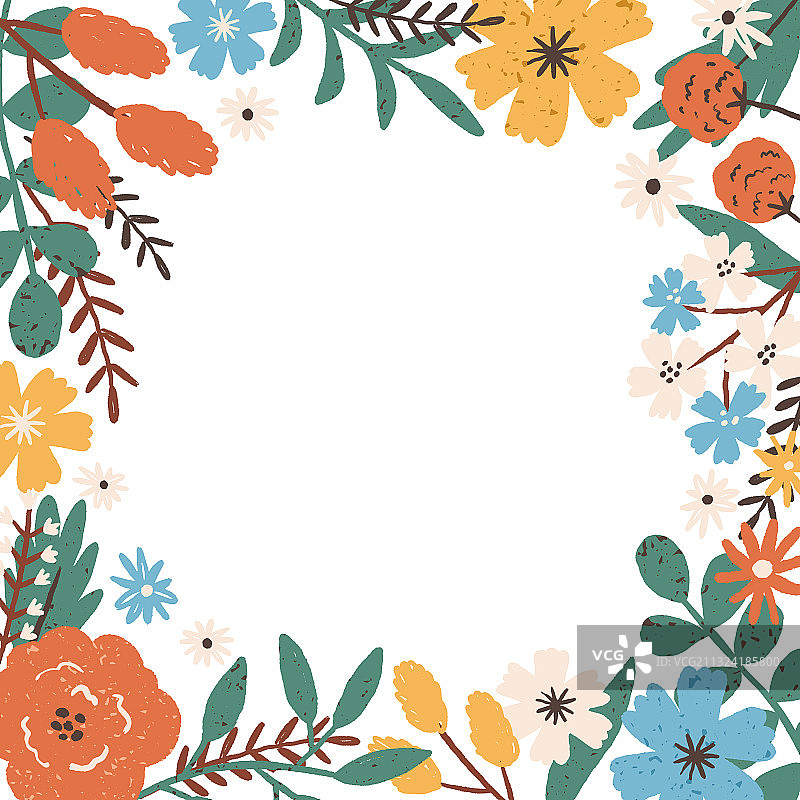 色彩鲜艳的绽放花朵边框图片素材