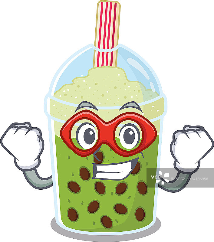 超级英雄的抹茶珍珠奶茶图片素材