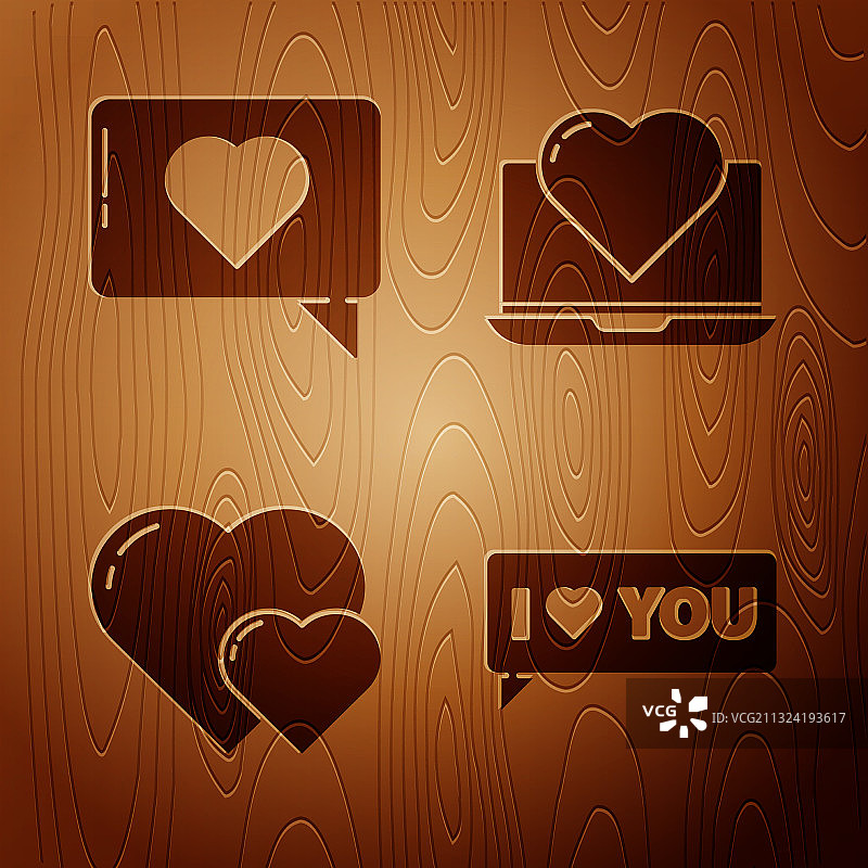 带有“我爱你”点赞和爱心的对话气泡图片素材