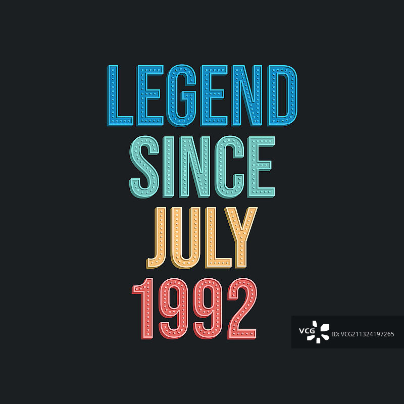 自1992年7月传奇复古生日图片素材