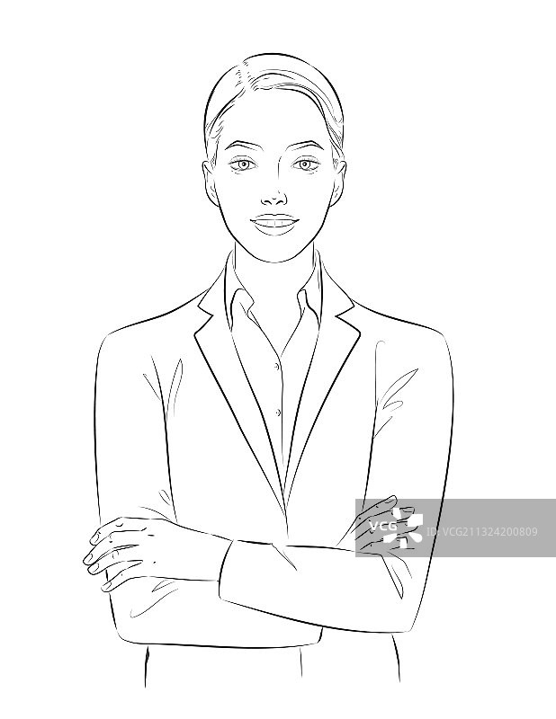 双手交叉的商务女经理或职员图片素材