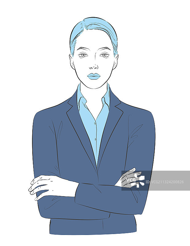 双手交叉的商务女经理或职员图片素材