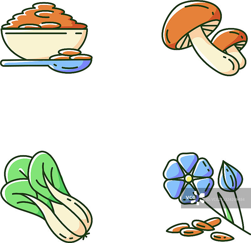 健康谷物RGB颜色图标合集图片素材