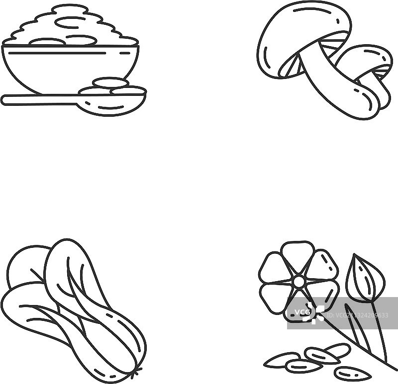 健康谷物像素线性图标集图片素材