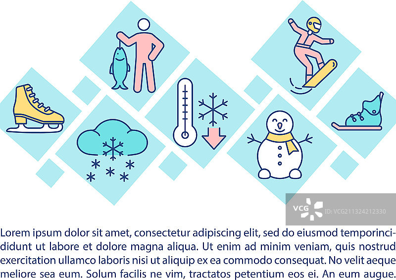 冬季活动概念图标与文本图片素材