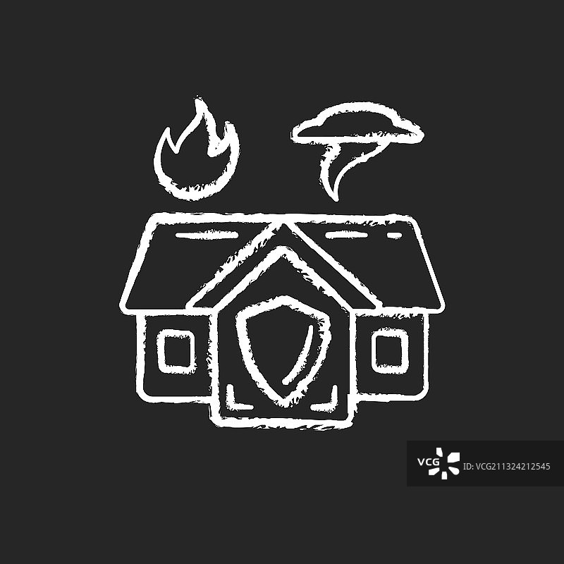 黑色背景上的紧急避难所粉笔白色图标图片素材