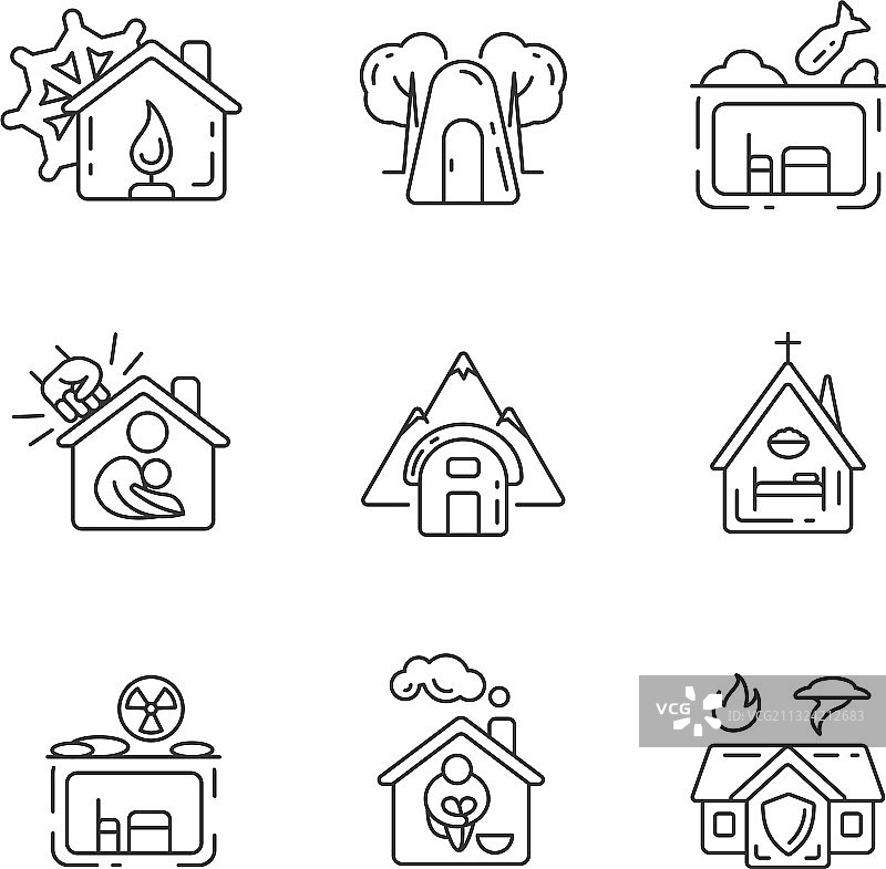 人类住所线性图标系列图片素材