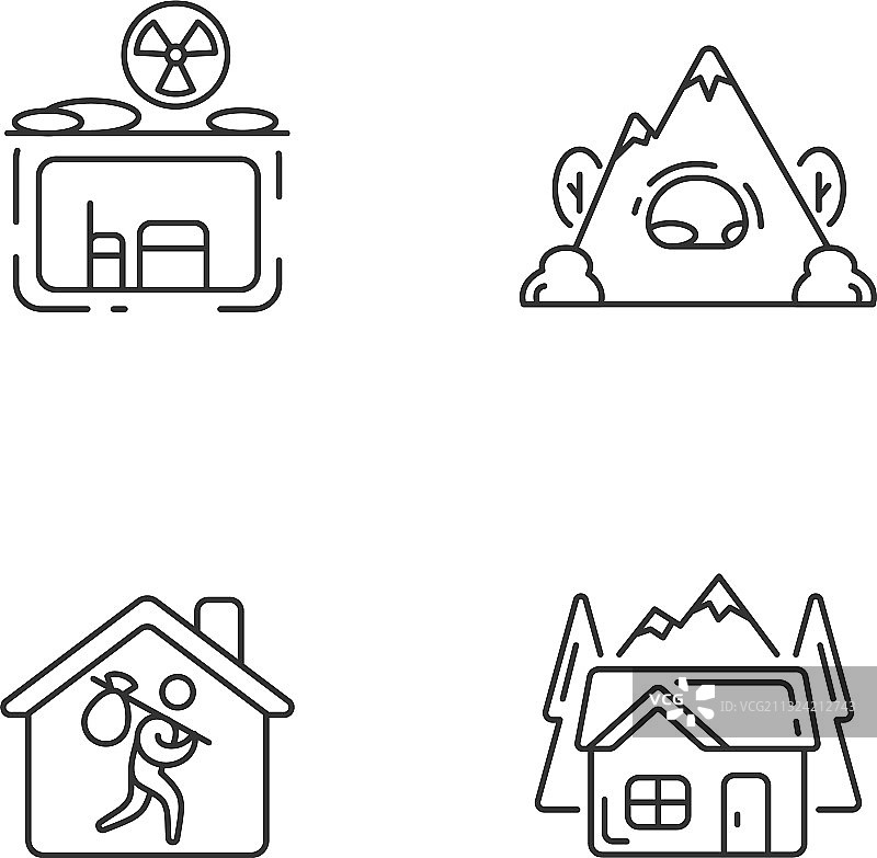 过渡性住房线性图标集图片素材