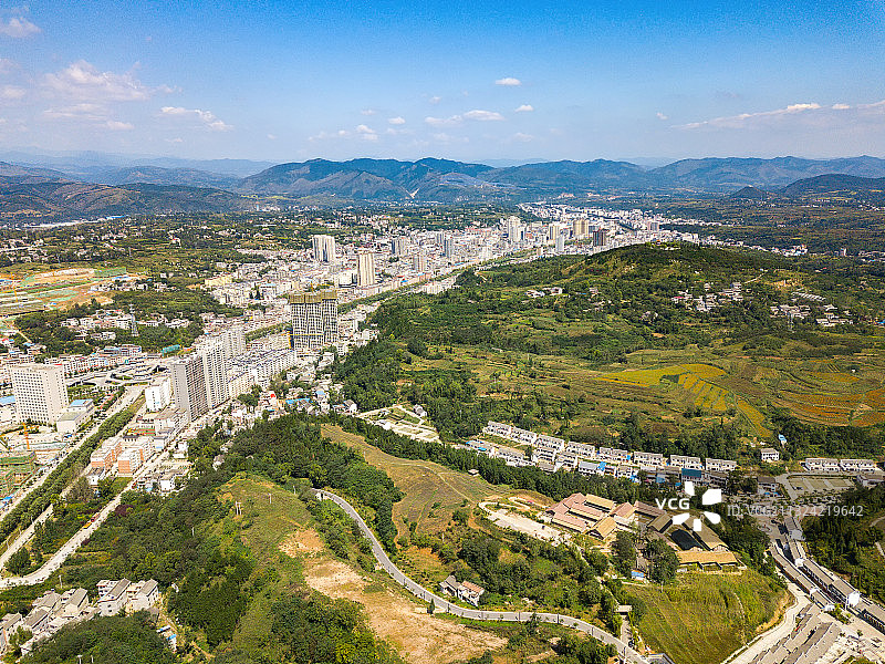 航拍陕西省商洛市洛南县全景图片素材