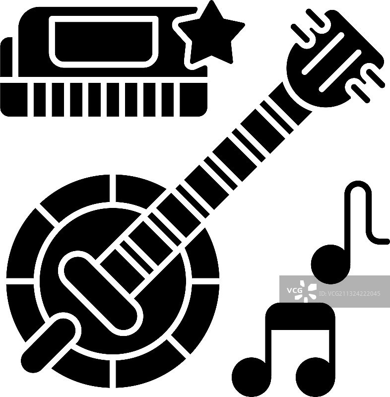 民间音乐黑色象形符号图片素材