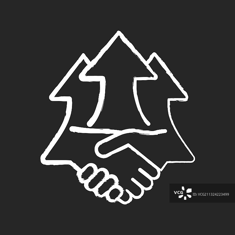 协同效应粉笔白色图标黑色背景图片素材