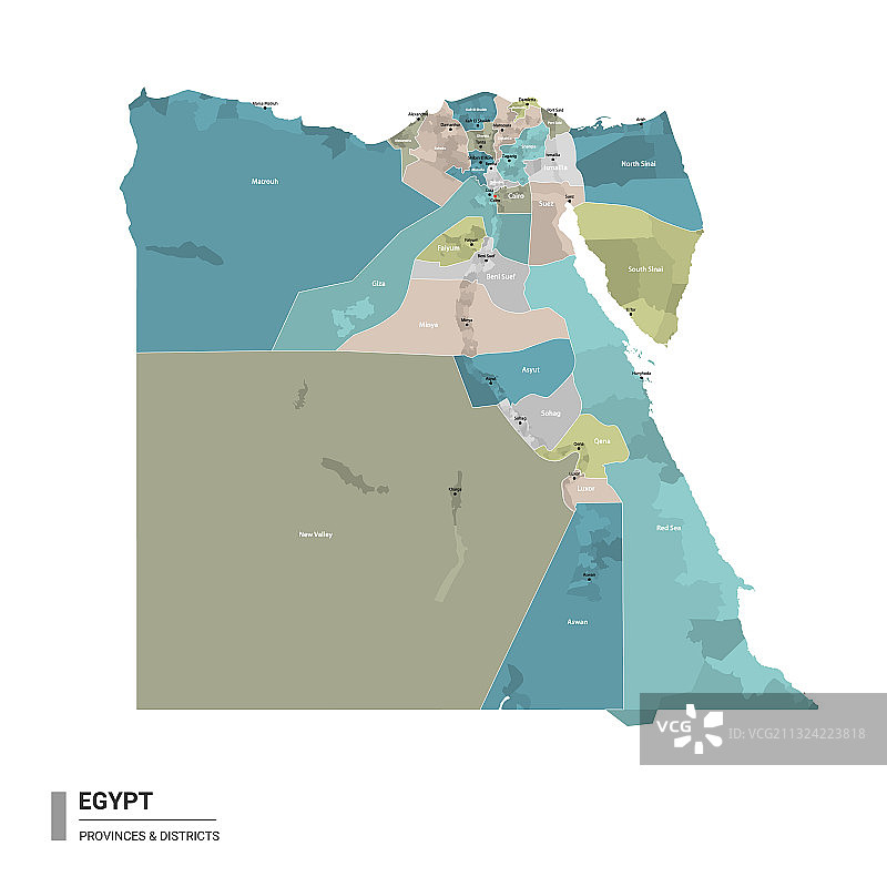 埃及高精度分区地图图片素材
