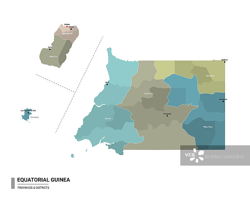 带有详细地图的赤道几内亚图片素材